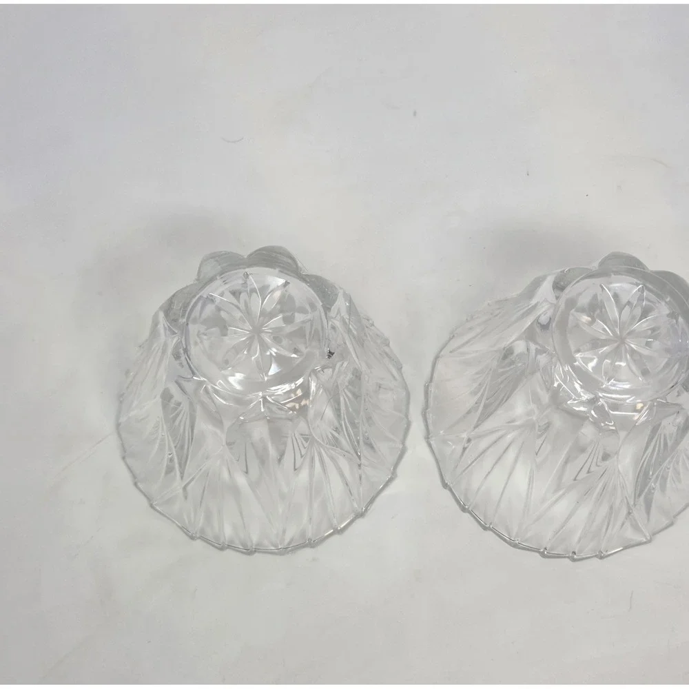Retro-Style Pressed Glass Votive Candle Holders Set of 3 Scalloped Panel Cut 4in